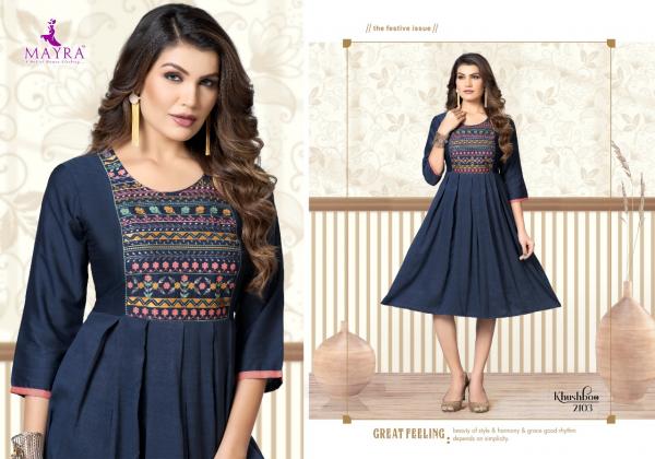 Mayra khushboo Rayon embroidery Designer kurti collection        